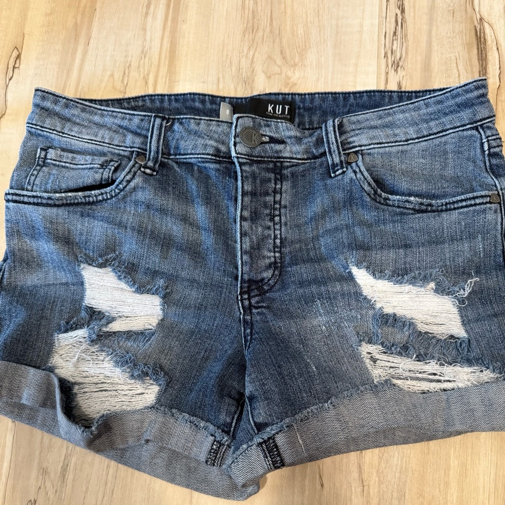Kut from the Kloth Women's Ripped Jean Shorts - Dark Blue